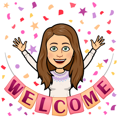 Teacher with hands up and confetti says welcome