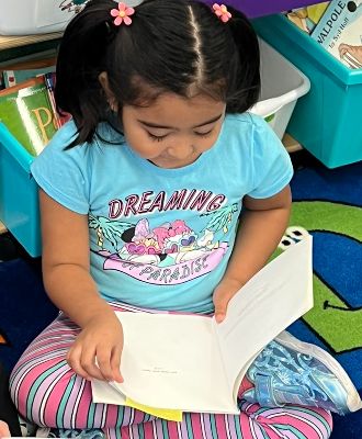  little girl reading a book
